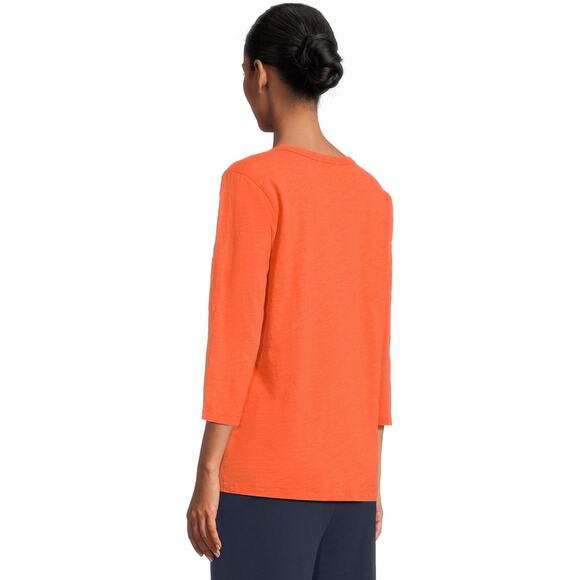 Mododoc Women's Large Orange Clay 3/4 Sleeve Favorite Tee Shirt Crew Neck O8-14 - Picture 2 of 9